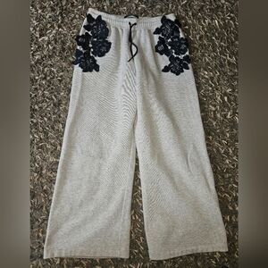 Scotch & Soda Gray Track Pants with Black Lace Detail